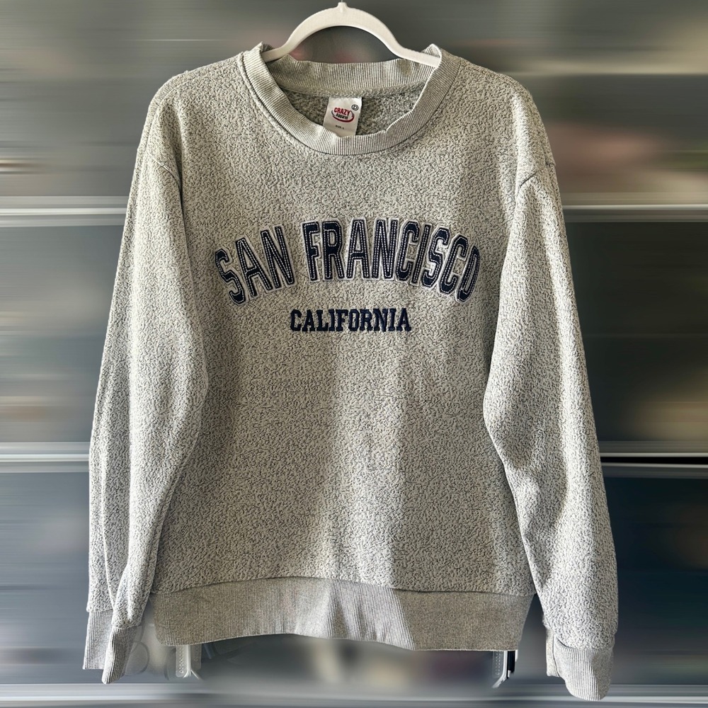Crazy Apparel San Francisco California Sweatshirt Grey Marl Crewneck Large
